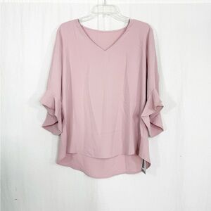 NEW Qirno Flowy Blouse Top, Size Large, Light Pink Mauve